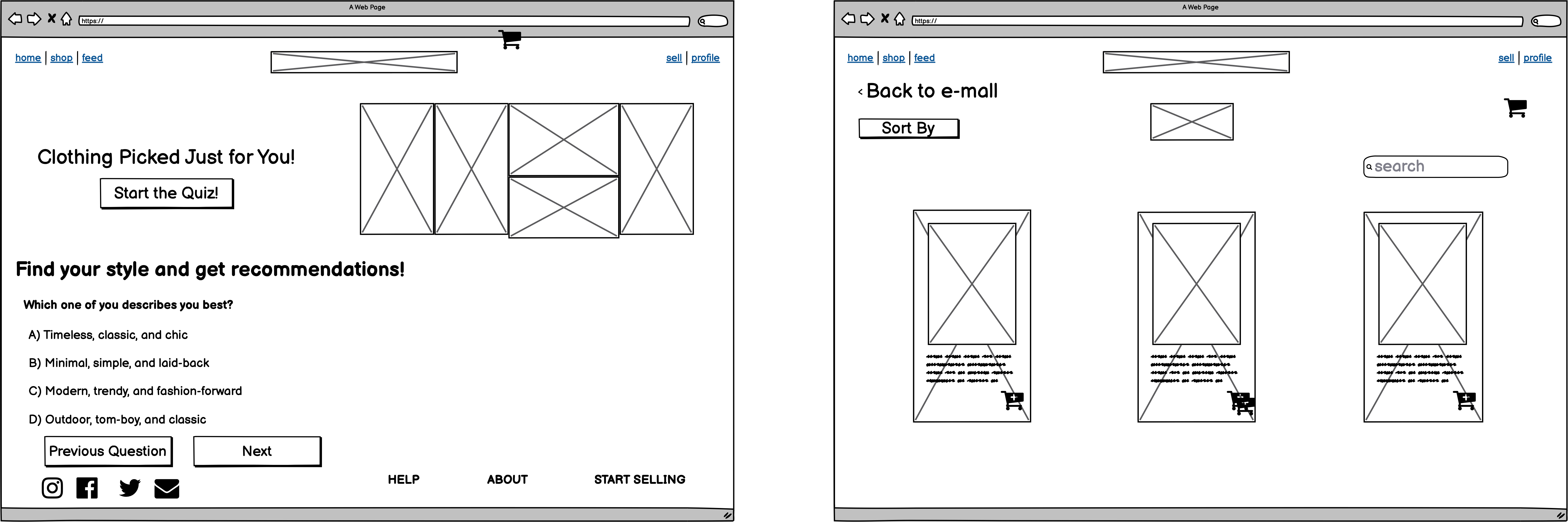 fourth set of final wireframes