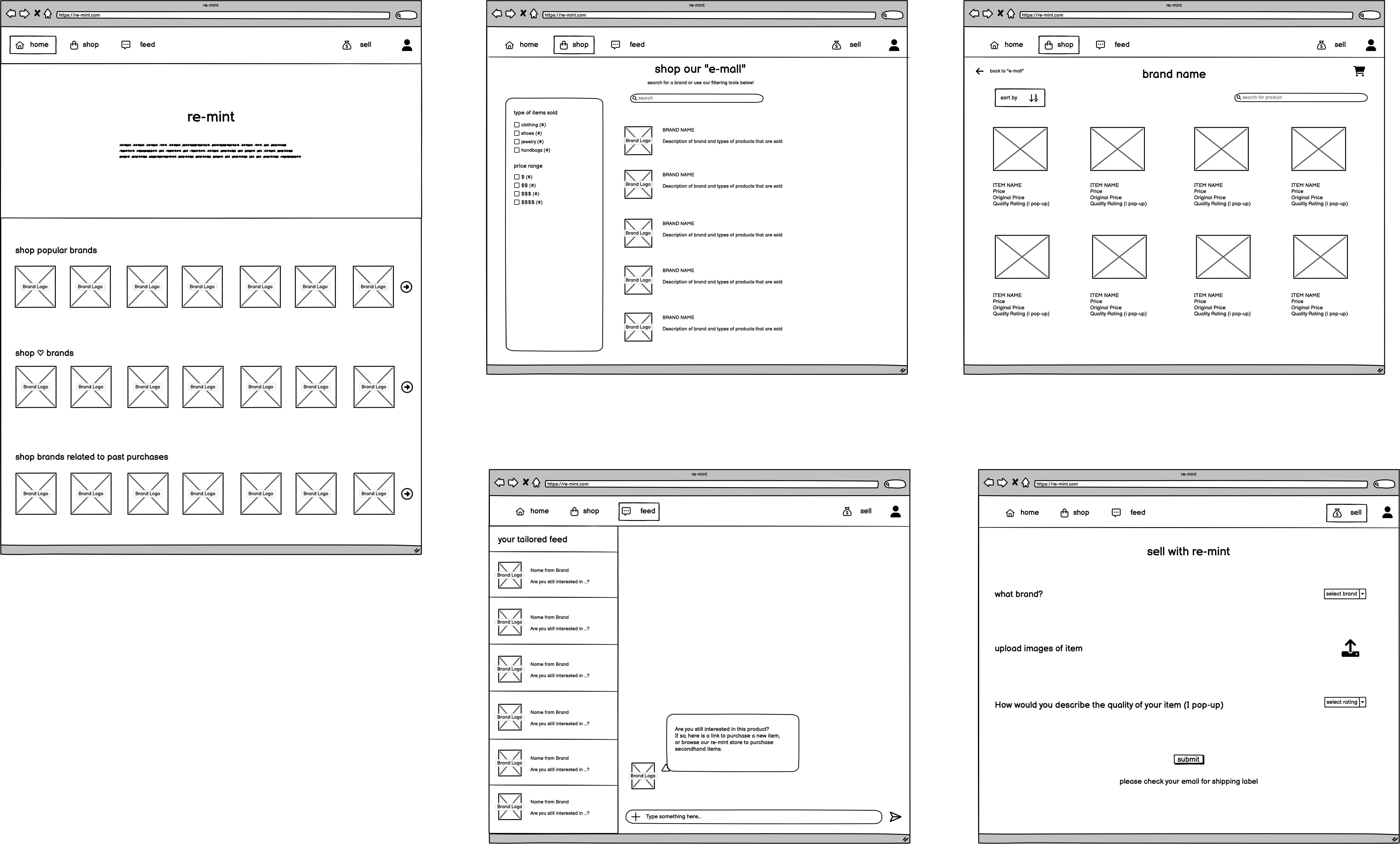 3 to 5 wireframes that each person mocked up