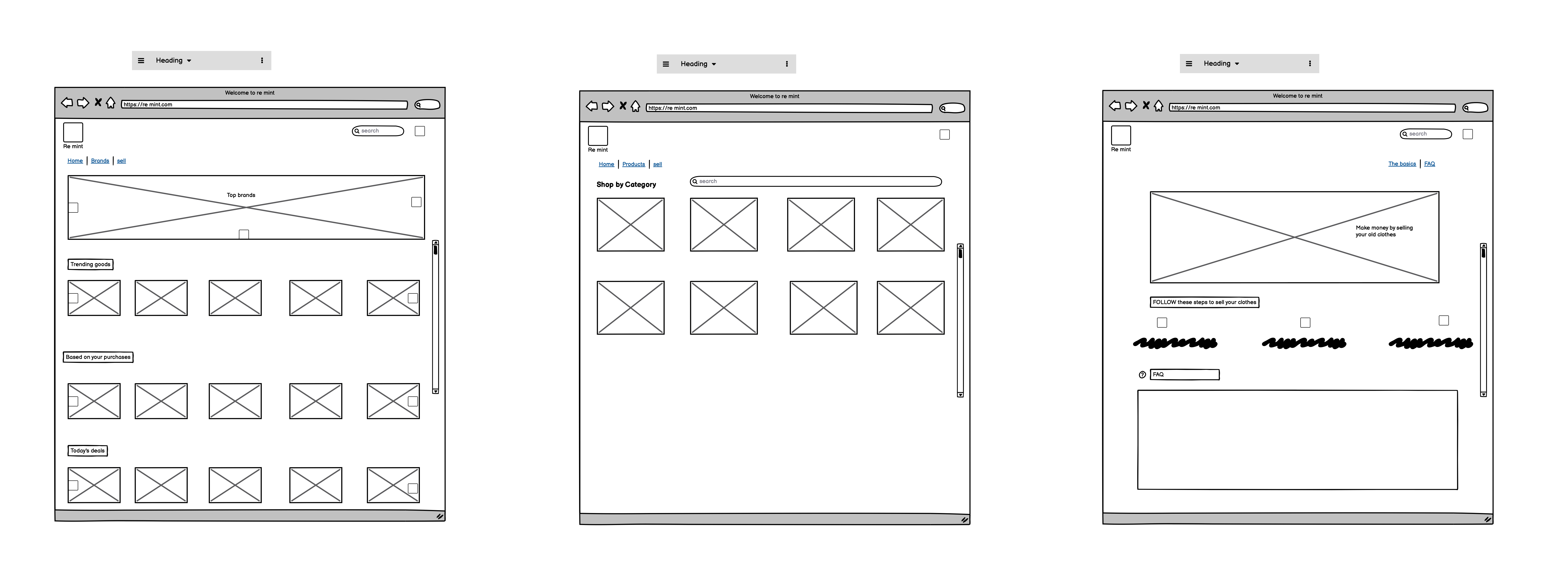 3 to 5 wireframes that each person mocked up